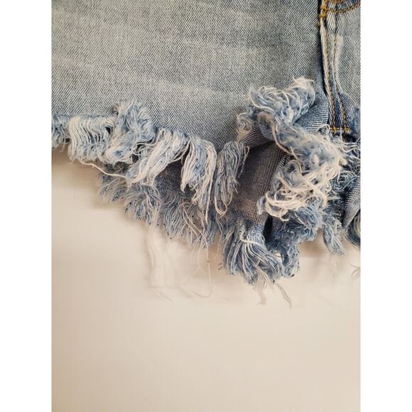 Women's KanCan High Rise Cutoff Lightwash Denim Jean Shorts | Size Small - Picture 5 of 9